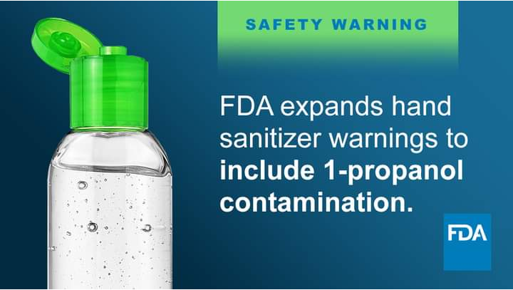 FDA Advises the Consumer not to use 1-Propanol Based Hand sanitizer
